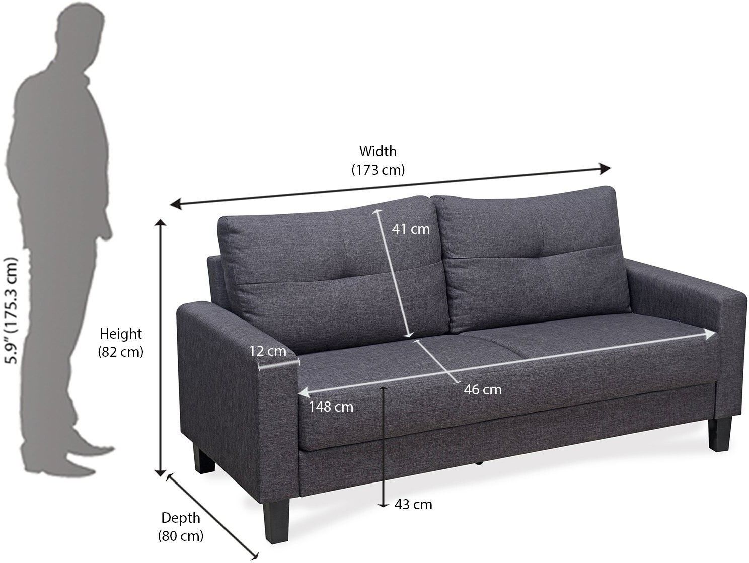 WESTIDO Ikea Fabric 3 Seater  Sofa (Finish Color - Grey, DIY(Do-It-Yourself))