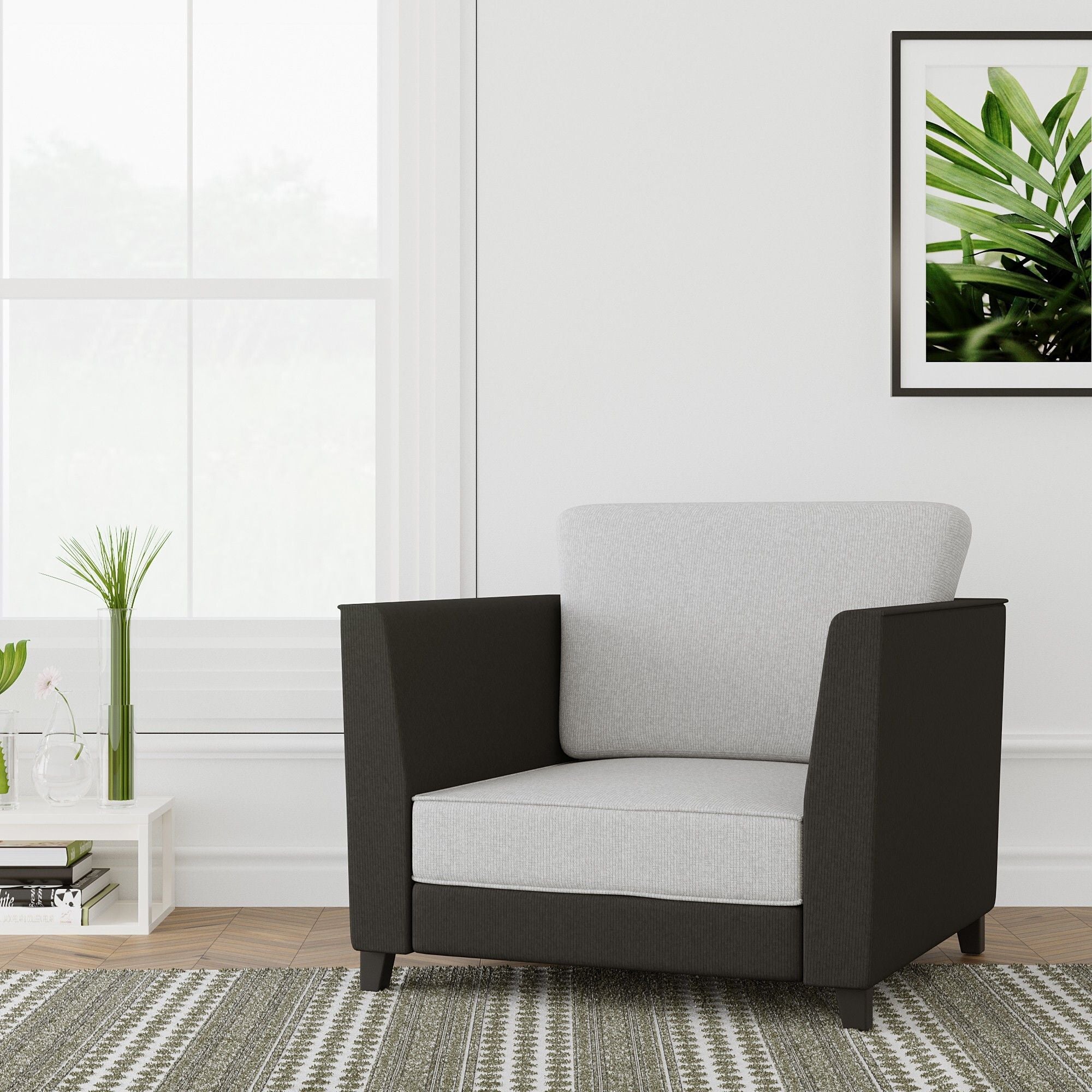 WESTIDO Cysrus Black Grey New Collection Fabric 1 Seater  Sofa (Finish Color - Black Grey, DIY(Do-It-Yourself))