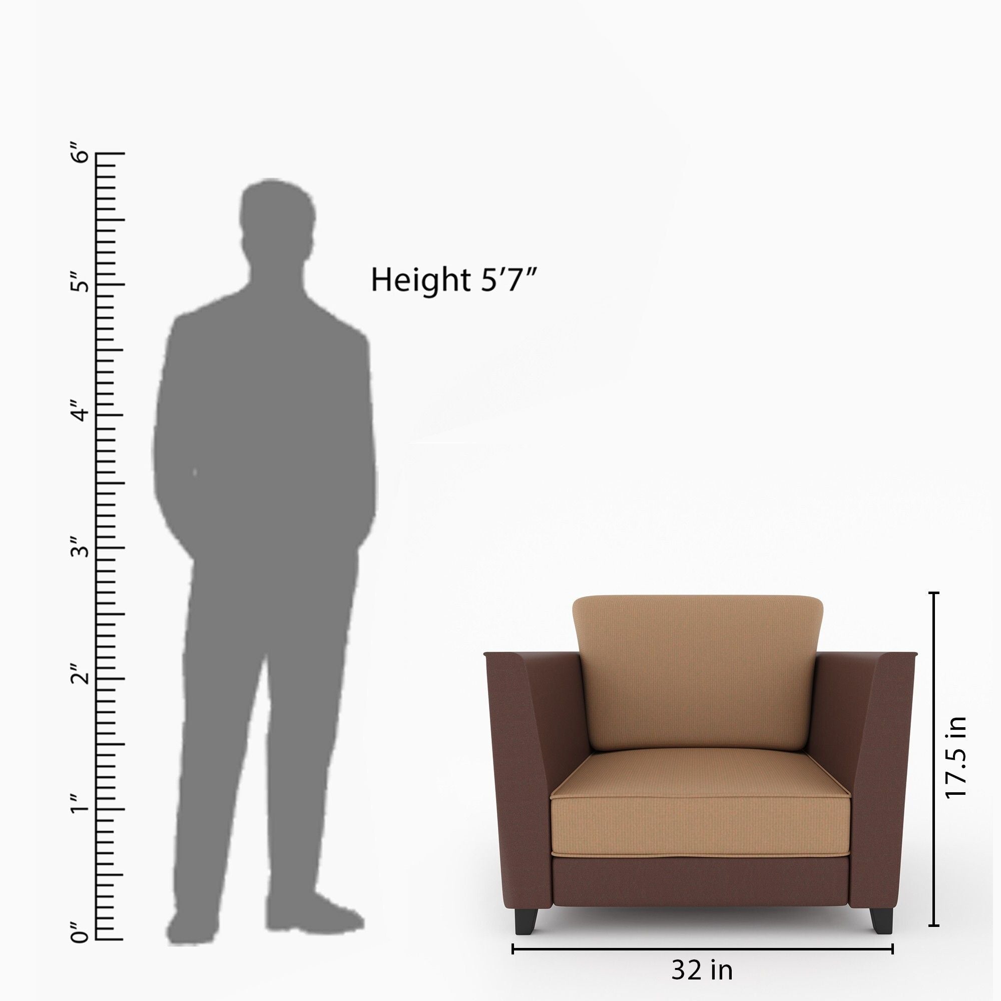 WESTIDO New Collection Fabric 1 Seater  Sofa (Finish Color - Brown Cream, DIY(Do-It-Yourself))