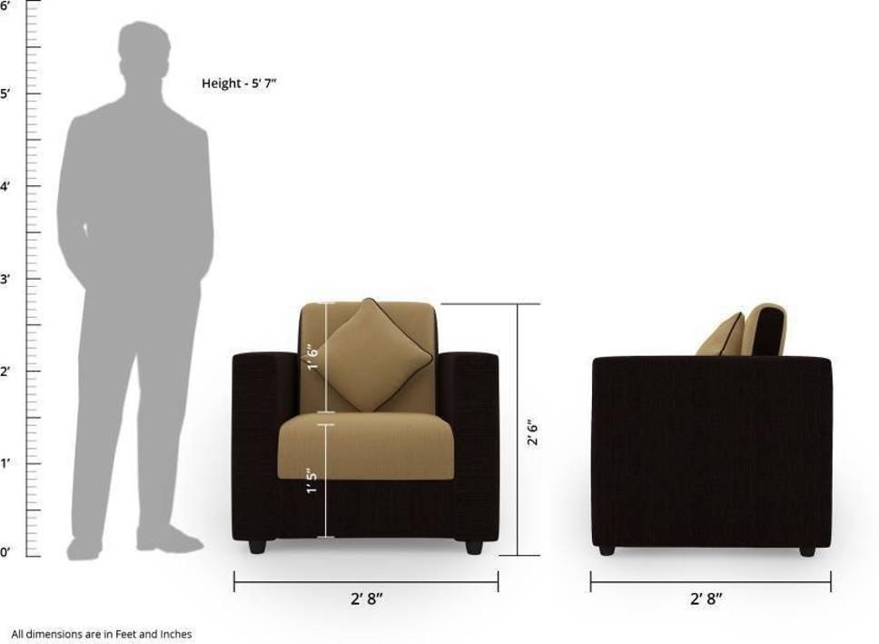 WESTIDO Emgey Fabric 1 Seater  Sofa (Finish Color - Cream Brown, DIY(Do-It-Yourself))
