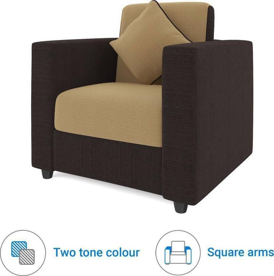 WESTIDO Emgey Fabric 1 Seater  Sofa (Finish Color - Cream Brown, DIY(Do-It-Yourself))