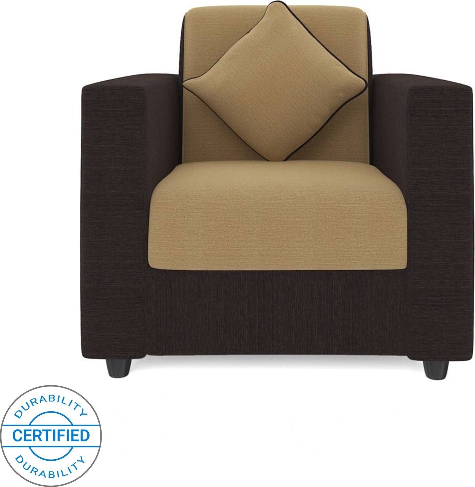 WESTIDO Emgey Fabric 1 Seater  Sofa (Finish Color - Cream Brown, DIY(Do-It-Yourself))