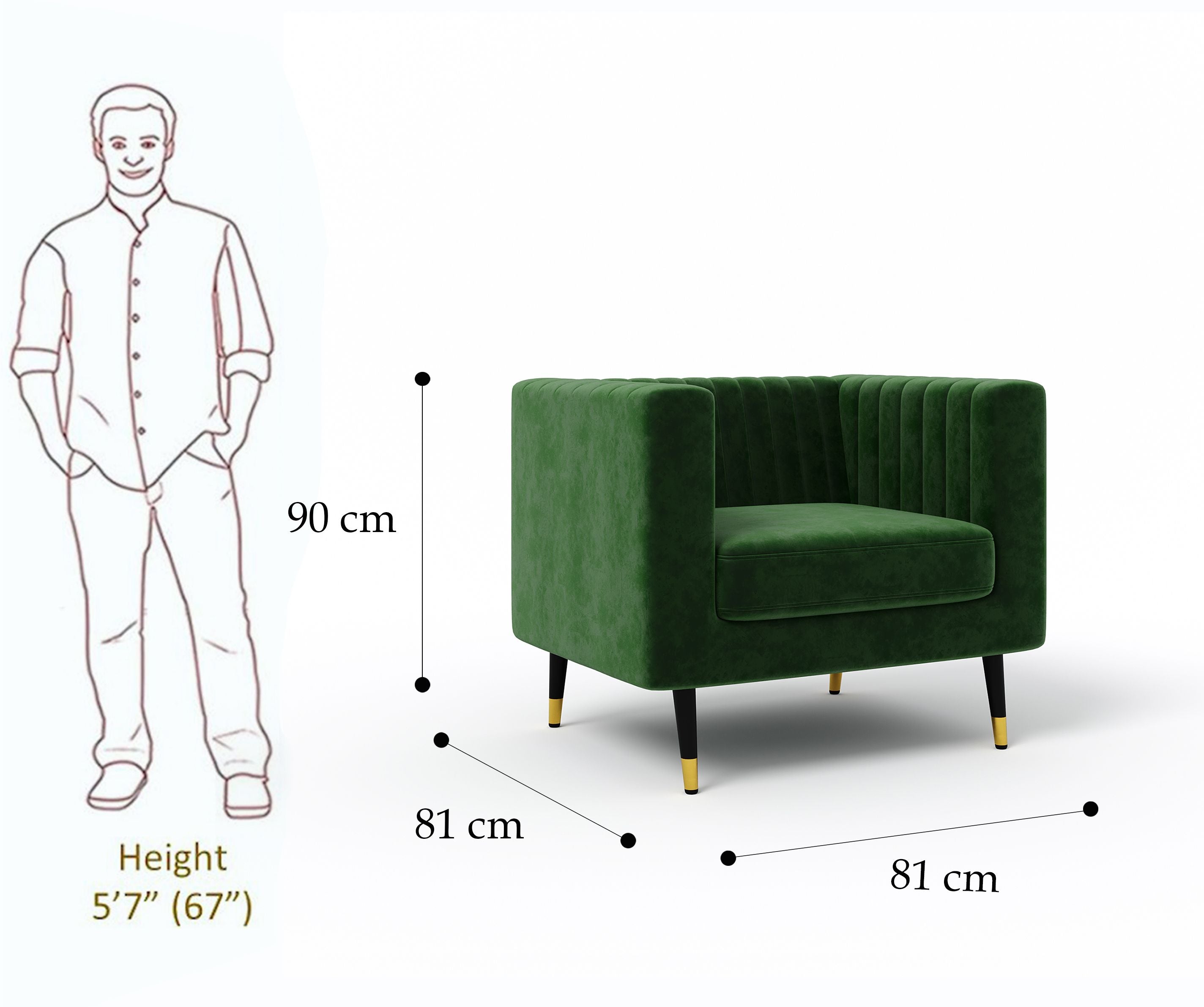 WESTIDO Enza Home Fabric 1 Seater  Sofa (Finish Color - GREEN, DIY(Do-It-Yourself))