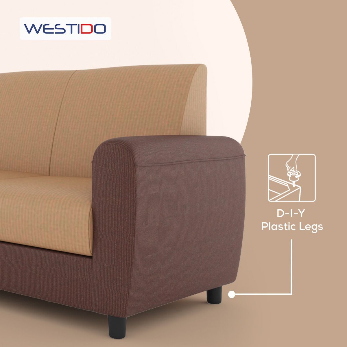 Westido Cream Brown 3 + 1 + 1 Living Room Sofa