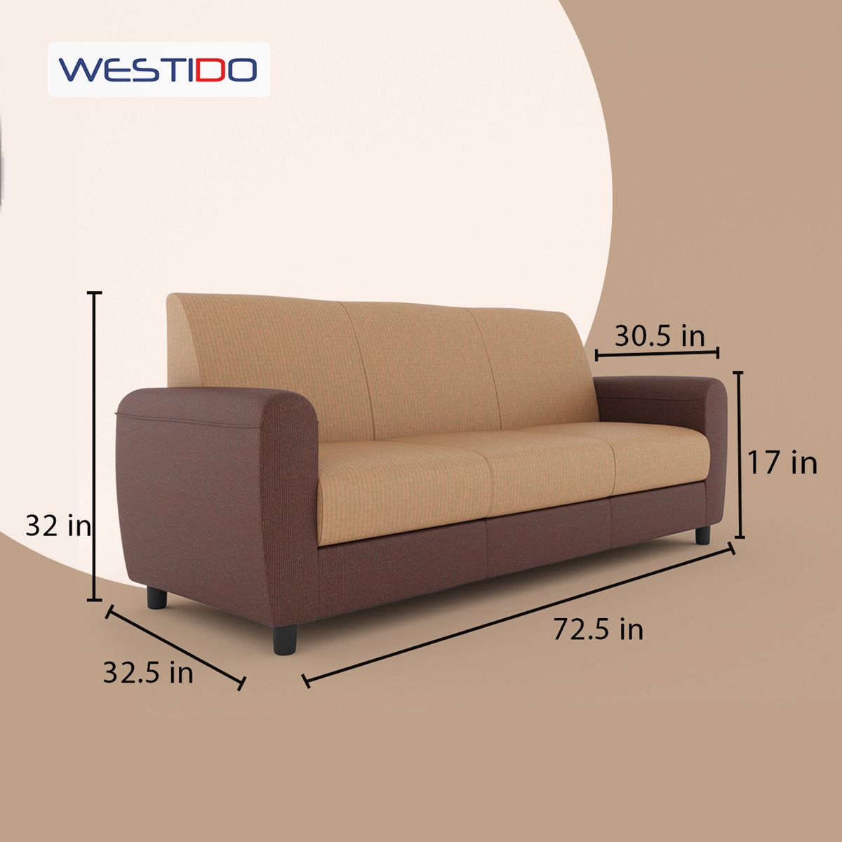 Westido Cream Brown 3 + 1 + 1 Living Room Sofa
