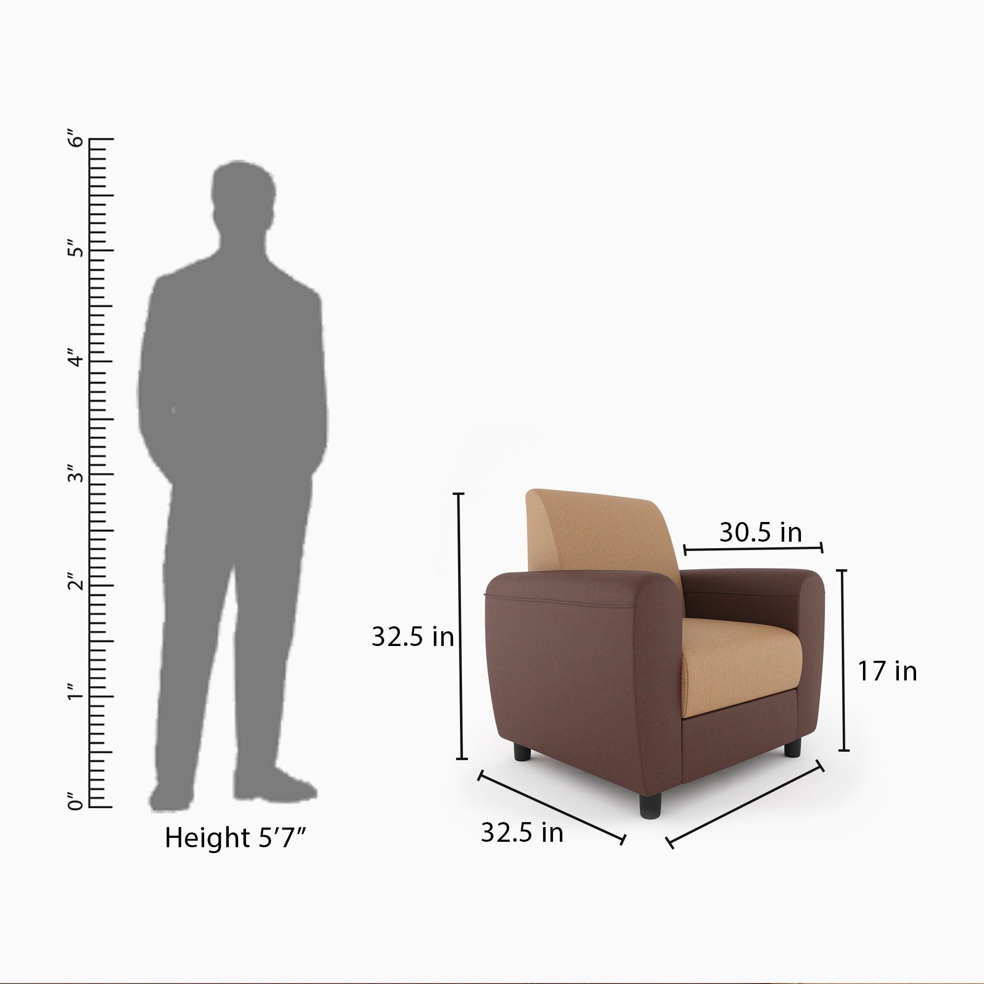 Cream Brown Upholstered 3 + 1 + 1 Sofa by Westido