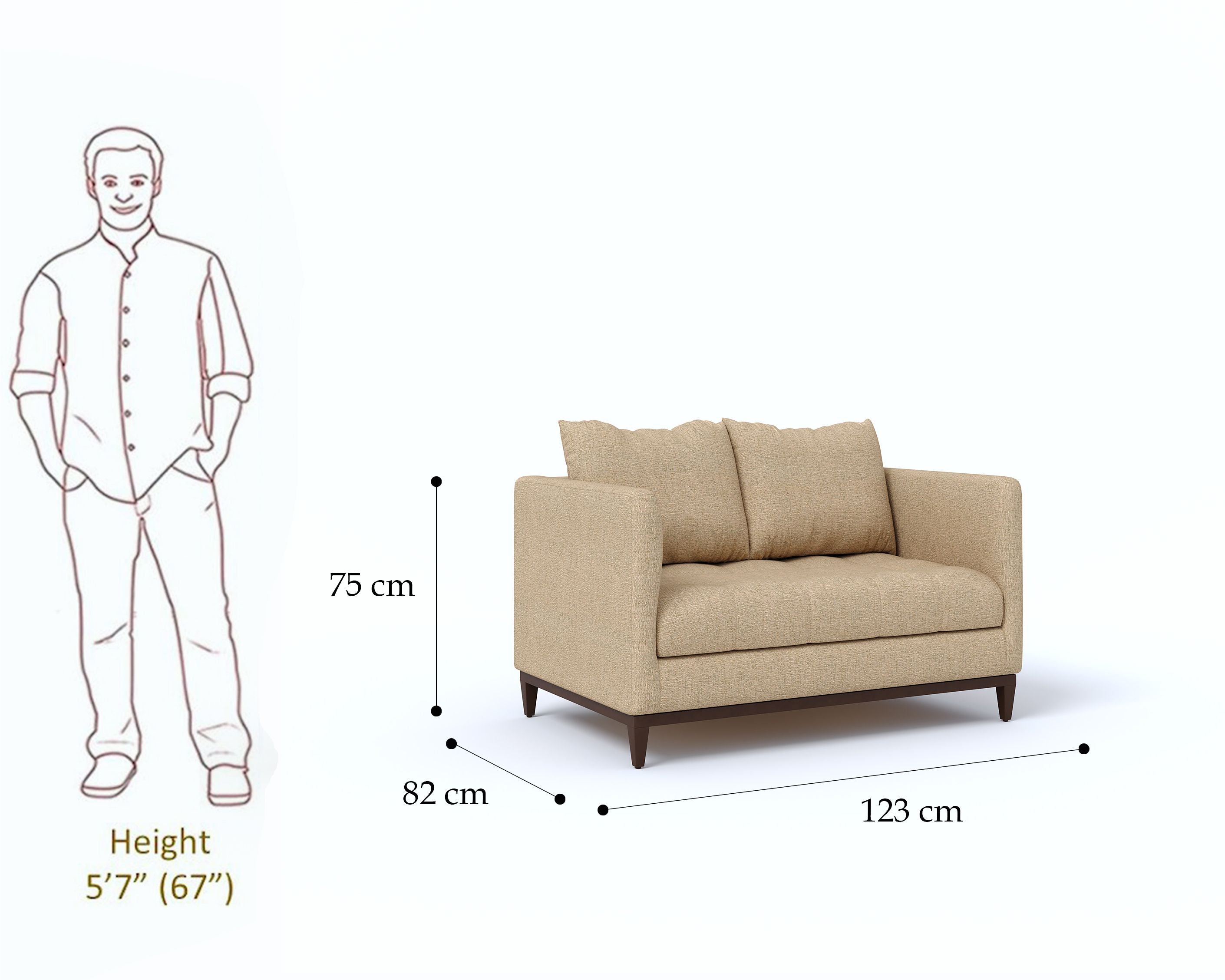 WESTIDO Ahmet Fabric 2 Seater  Sofa (Finish Color - CREAM, DIY(Do-It-Yourself))
