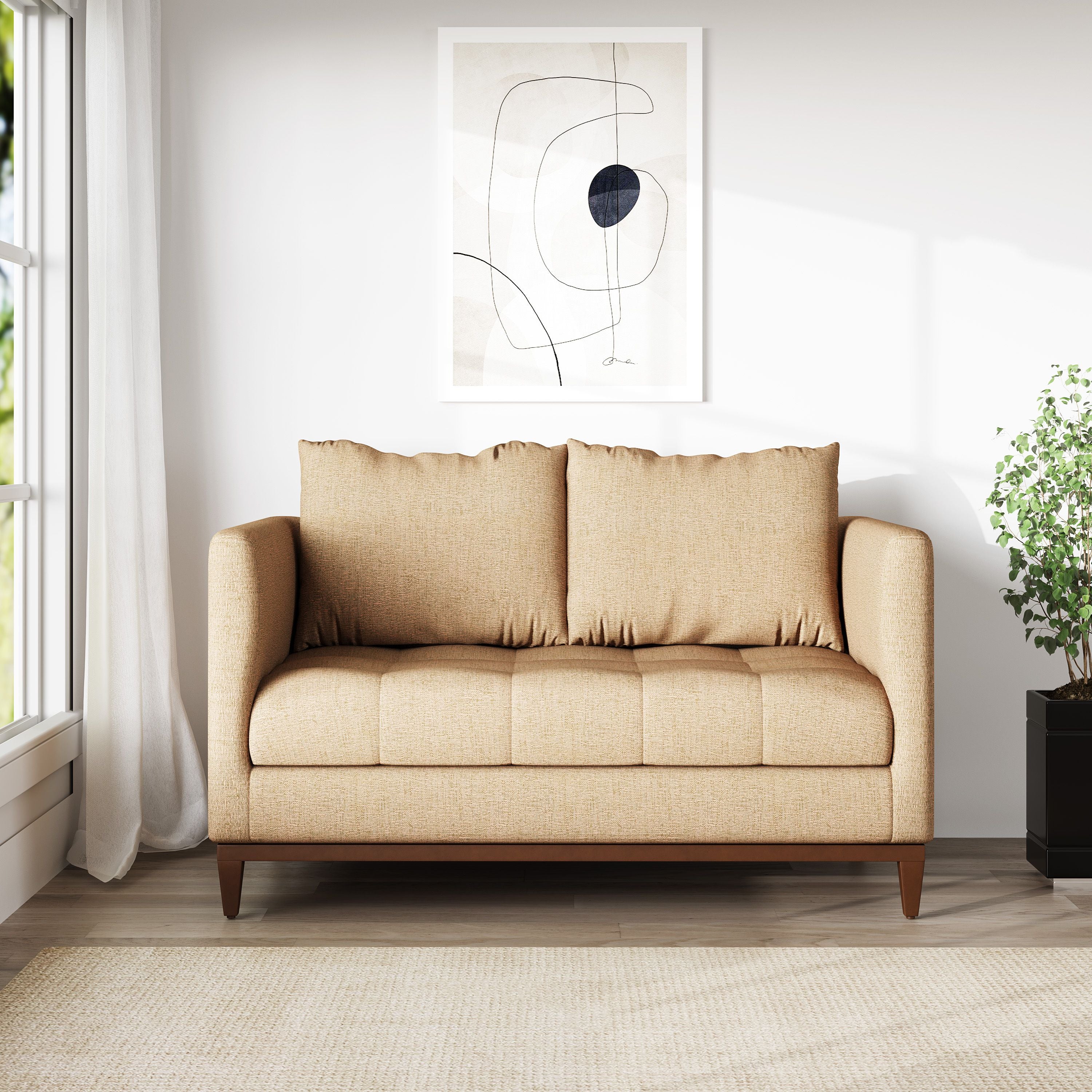 WESTIDO Ahmet Fabric 2 Seater  Sofa (Finish Color - CREAM, DIY(Do-It-Yourself))
