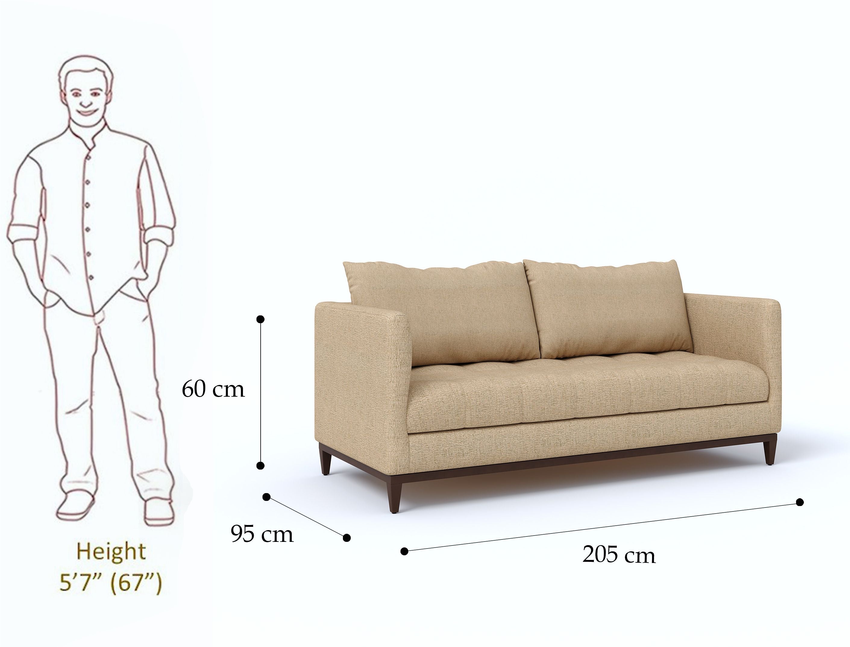WESTIDO Ahmet Fabric 3 Seater  Sofa (Finish Color - CREAM, DIY(Do-It-Yourself))