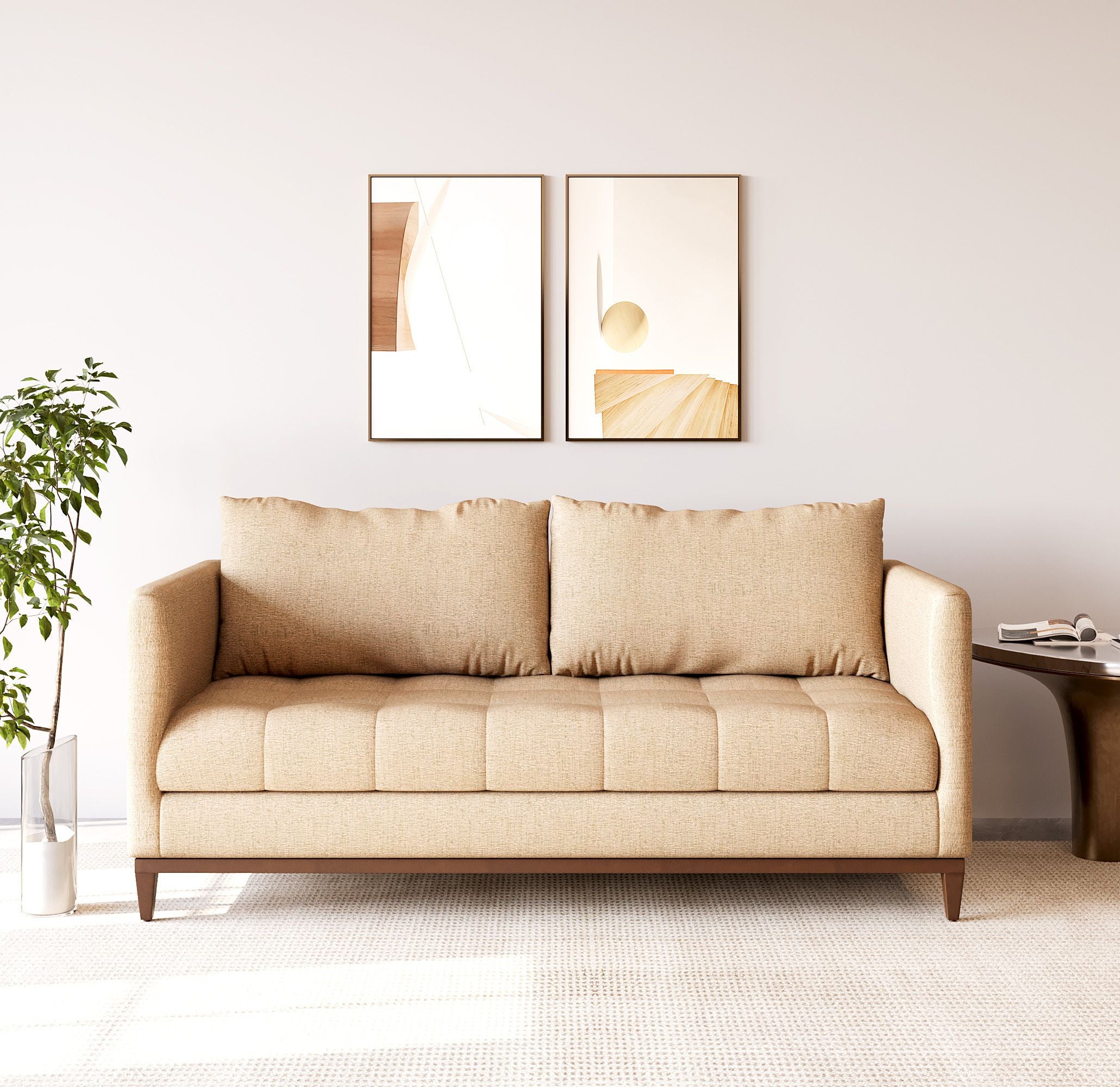 WESTIDO Ahmet Fabric 3 Seater  Sofa (Finish Color - CREAM, DIY(Do-It-Yourself))