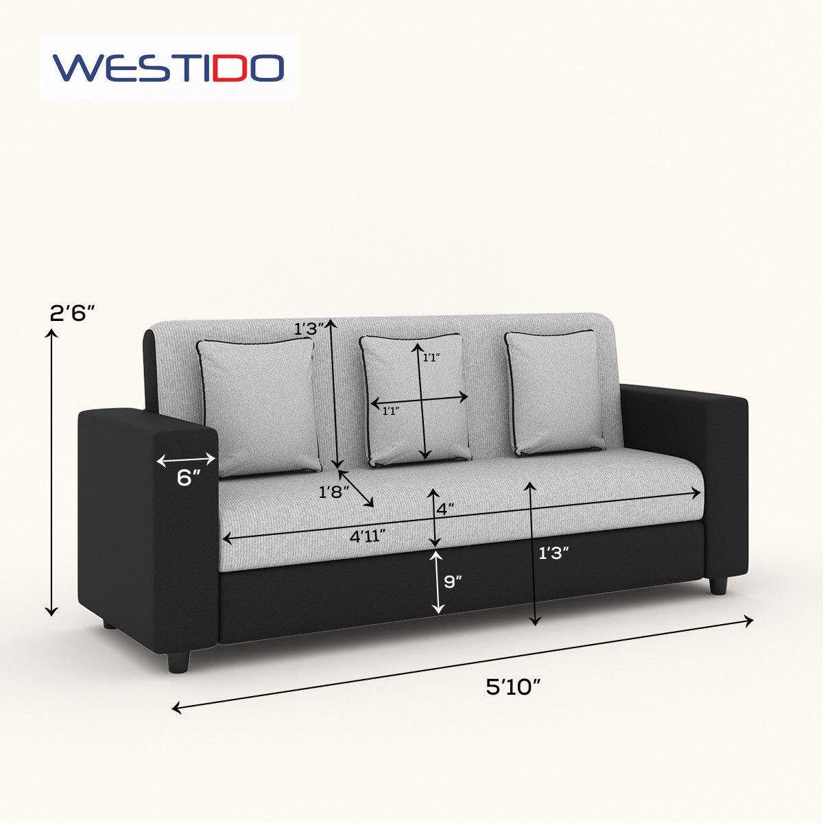 RECLINEX INDIA 3 + 1 + 1 Sofa in Cream Brown Finish