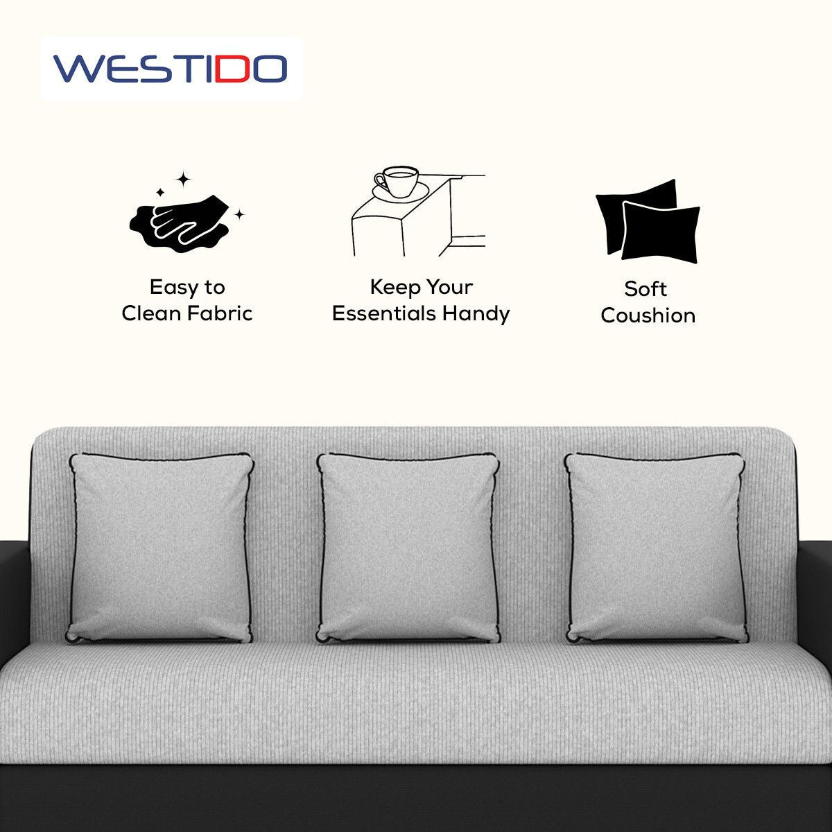 RECLINEX INDIA 3 + 1 + 1 Sofa in Cream Brown Finish