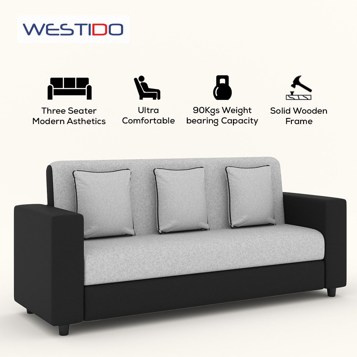 RECLINEX INDIA 3 + 1 + 1 Sofa in Cream Brown Finish