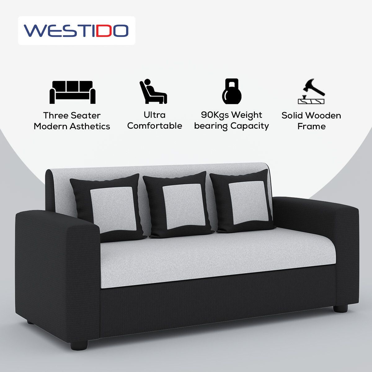 RECLINEX INDIA 3 + 1 + 1 Sofa in Cream Brown Finish