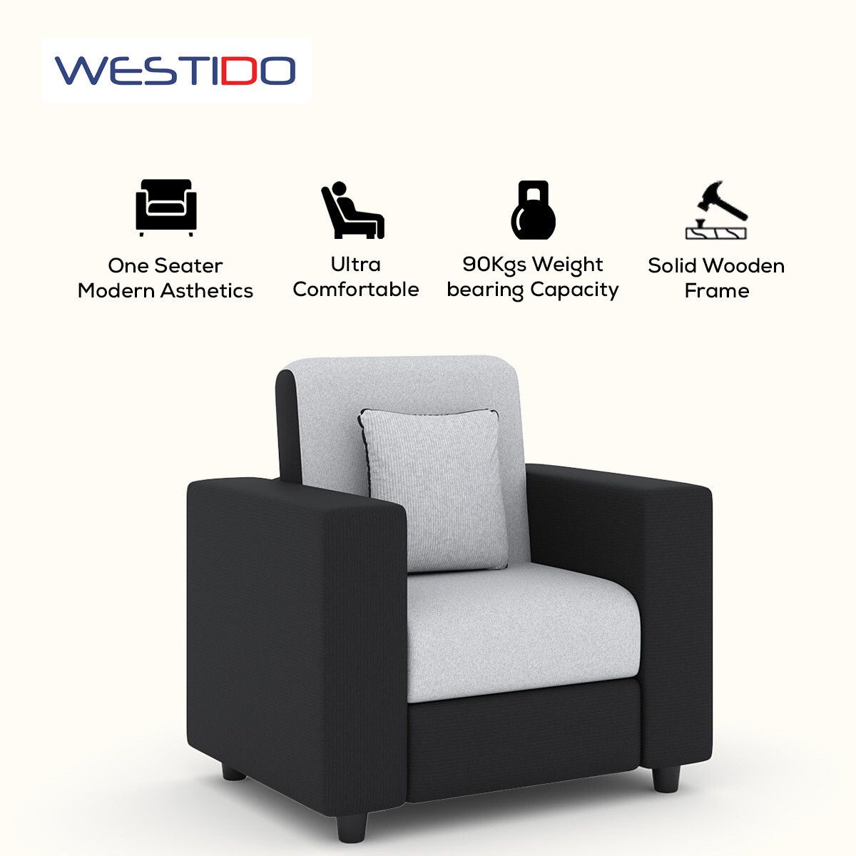 RECLINEX INDIA 3 + 1 + 1 Sofa in Cream Brown Finish