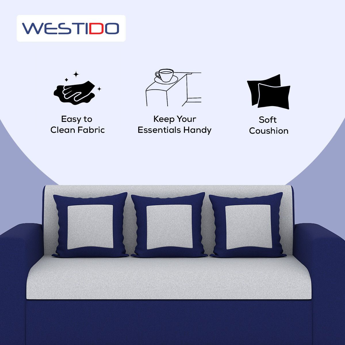 RECLINEX INDIA 3 + 1 + 1 Designer Sofa - Cream Brown