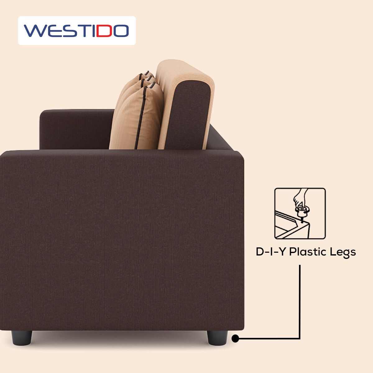 RECLINEX INDIA Cream Brown 3 + 1 + 1 Living Room Sofa