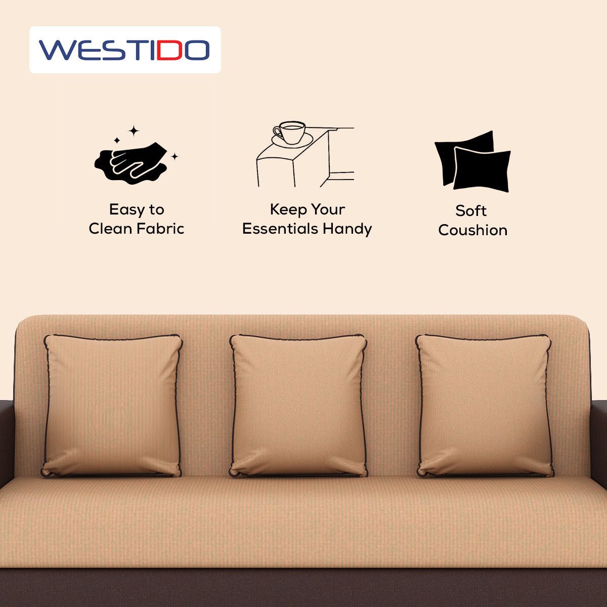 RECLINEX INDIA Cream Brown 3 + 1 + 1 Living Room Sofa