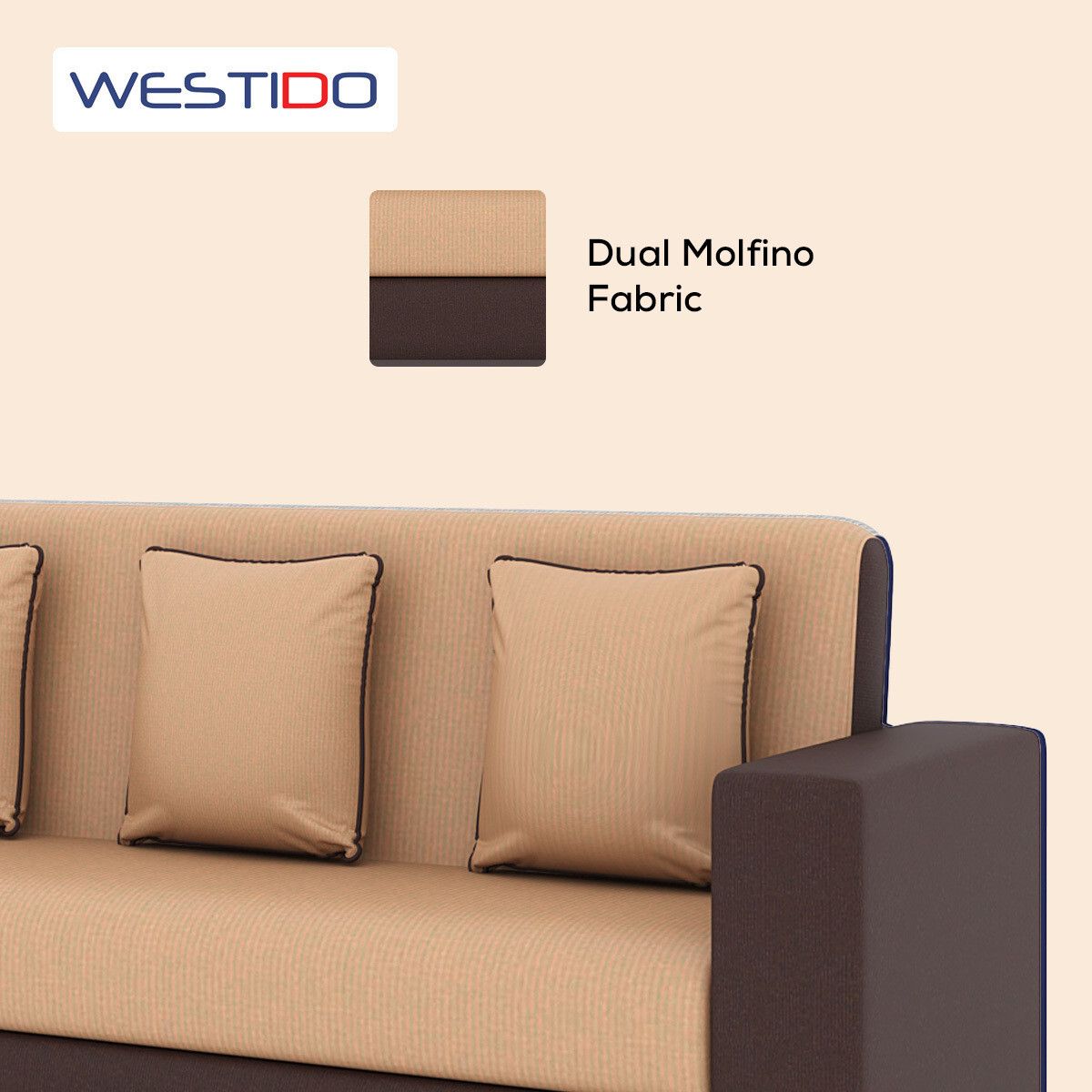 RECLINEX INDIA Cream Brown 3 + 1 + 1 Living Room Sofa