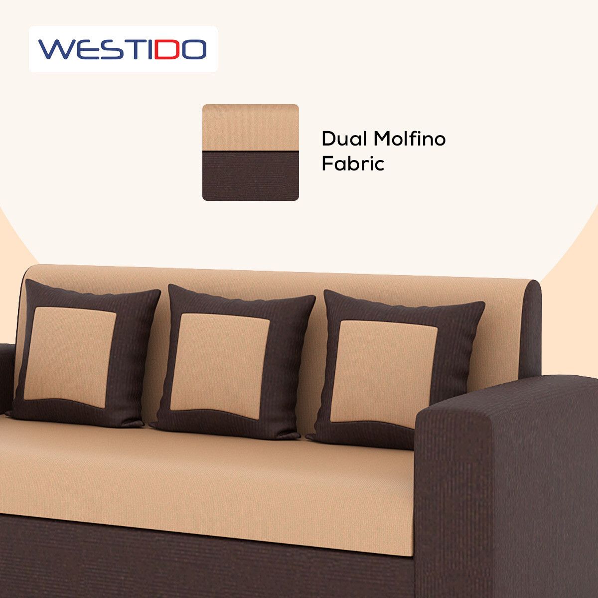 RECLINEX INDIA Cream Brown 3 + 1 + 1 Living Room Sofa