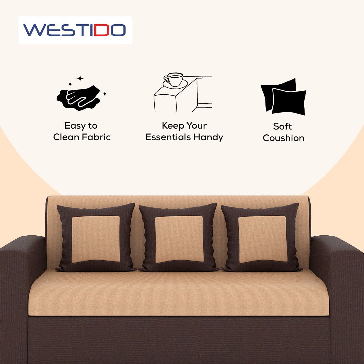 RECLINEX INDIA Cream Brown 3 + 1 + 1 Living Room Sofa