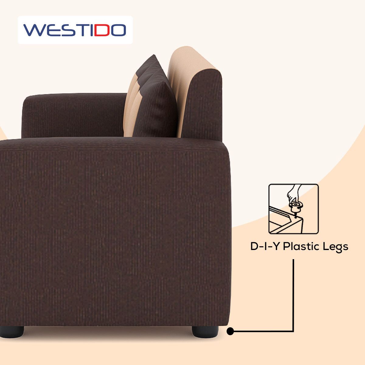 RECLINEX INDIA Modern 3 + 1 + 1 Sofa (Cream Brown)