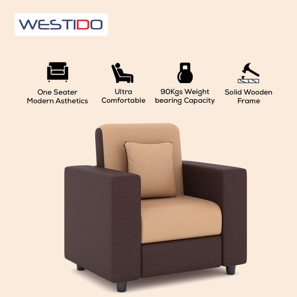 RECLINEX INDIA Cream Brown 3 + 1 + 1 Living Room Sofa