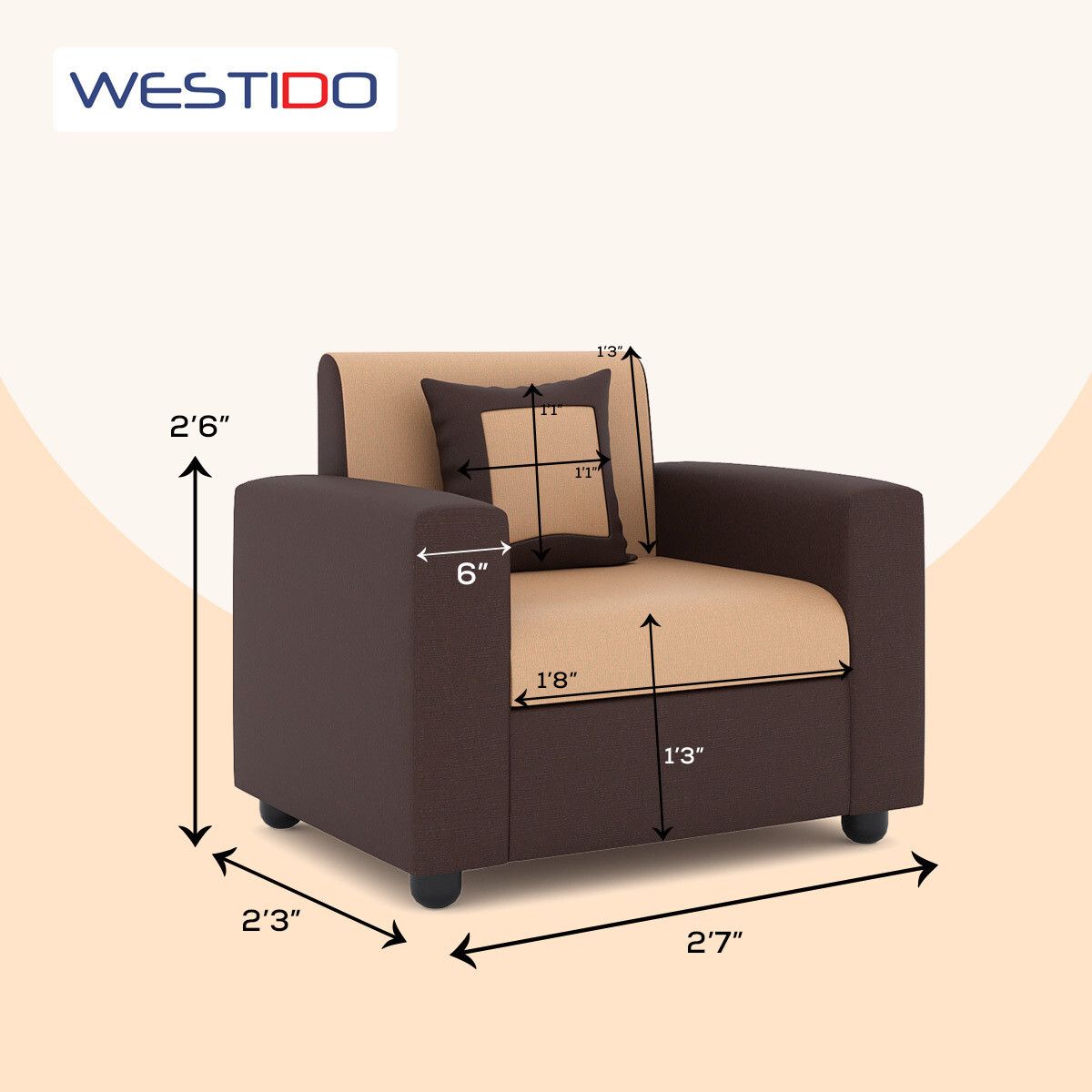 RECLINEX INDIA Cream Brown 3 + 1 + 1 Living Room Sofa