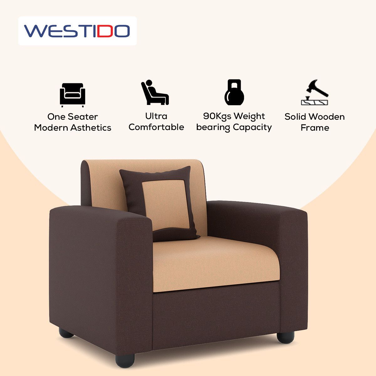 RECLINEX INDIA Cream Brown 3 + 1 + 1 Living Room Sofa