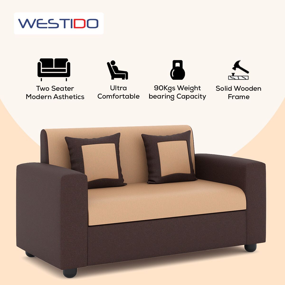 RECLINEX INDIA Modern 3 + 1 + 1 Sofa (Cream Brown)