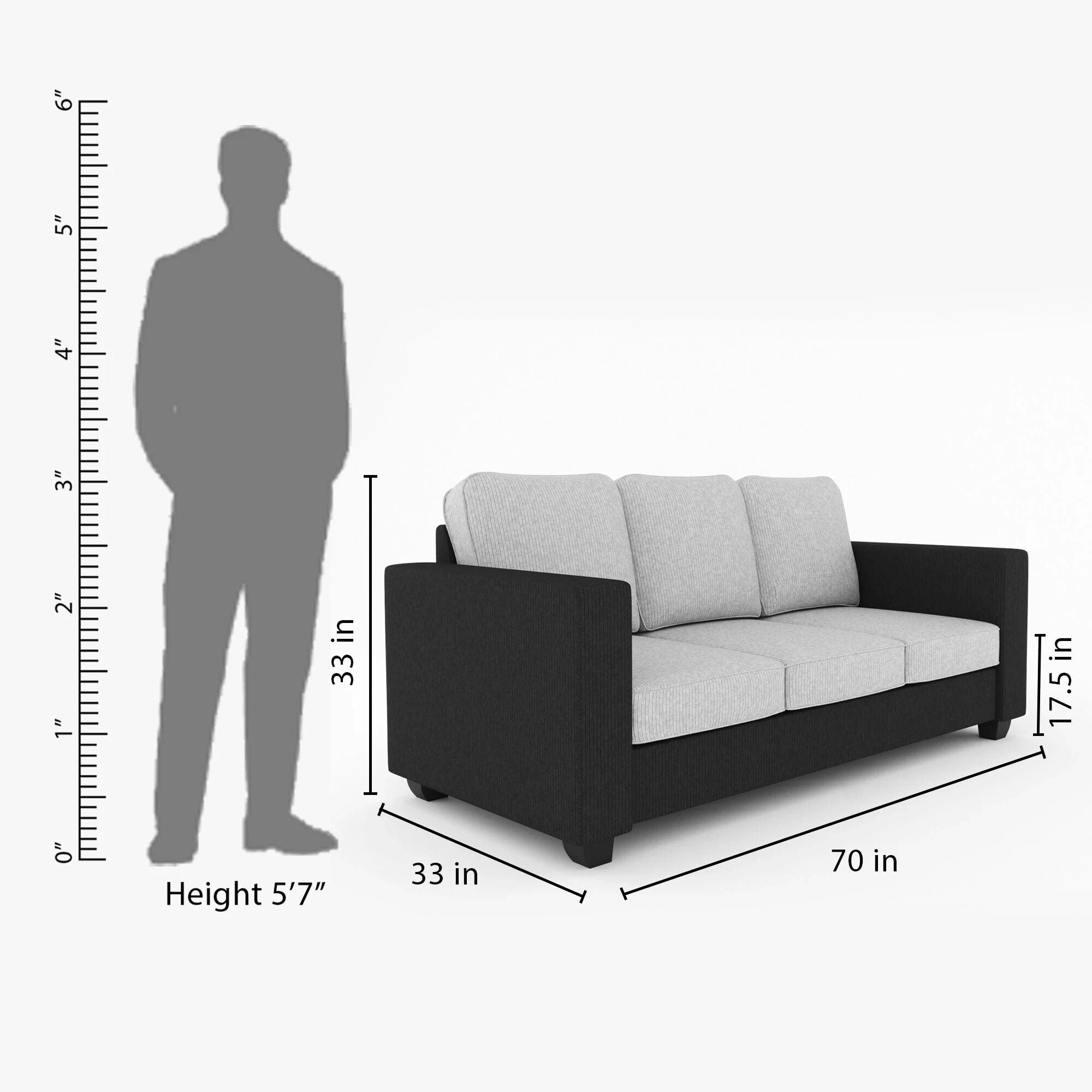 WESTIDO New Collection Fabric 3 Seater  Sofa (Finish Color - Black, DIY(Do-It-Yourself))