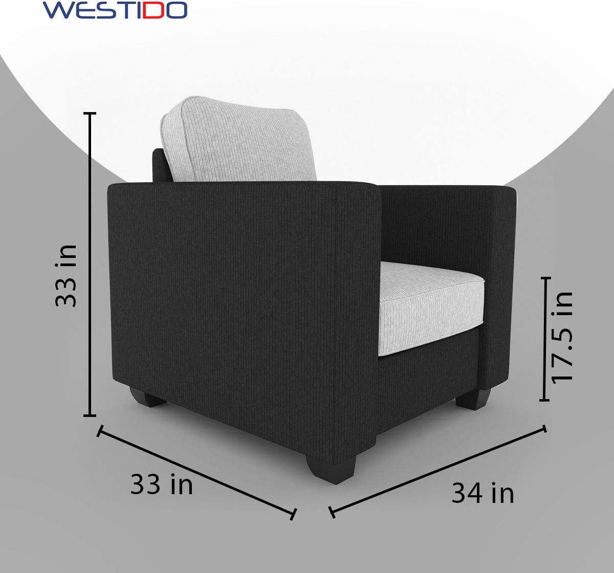 WESTIDO Fabric 1 Seater  Sofa (Finish Color - Black, DIY(Do-It-Yourself))