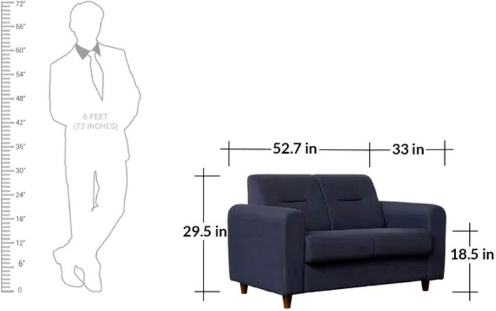 WESTIDO Pratco Fabric 2 Seater  Sofa (Finish Color - Blue, DIY(Do-It-Yourself))