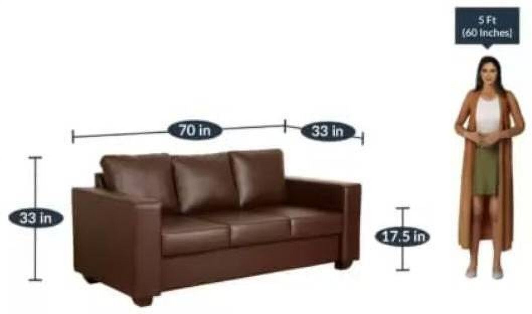 WESTIDO Orlando Leatherette 3 Seater  Sofa (Finish Color - Brown, DIY(Do-It-Yourself))