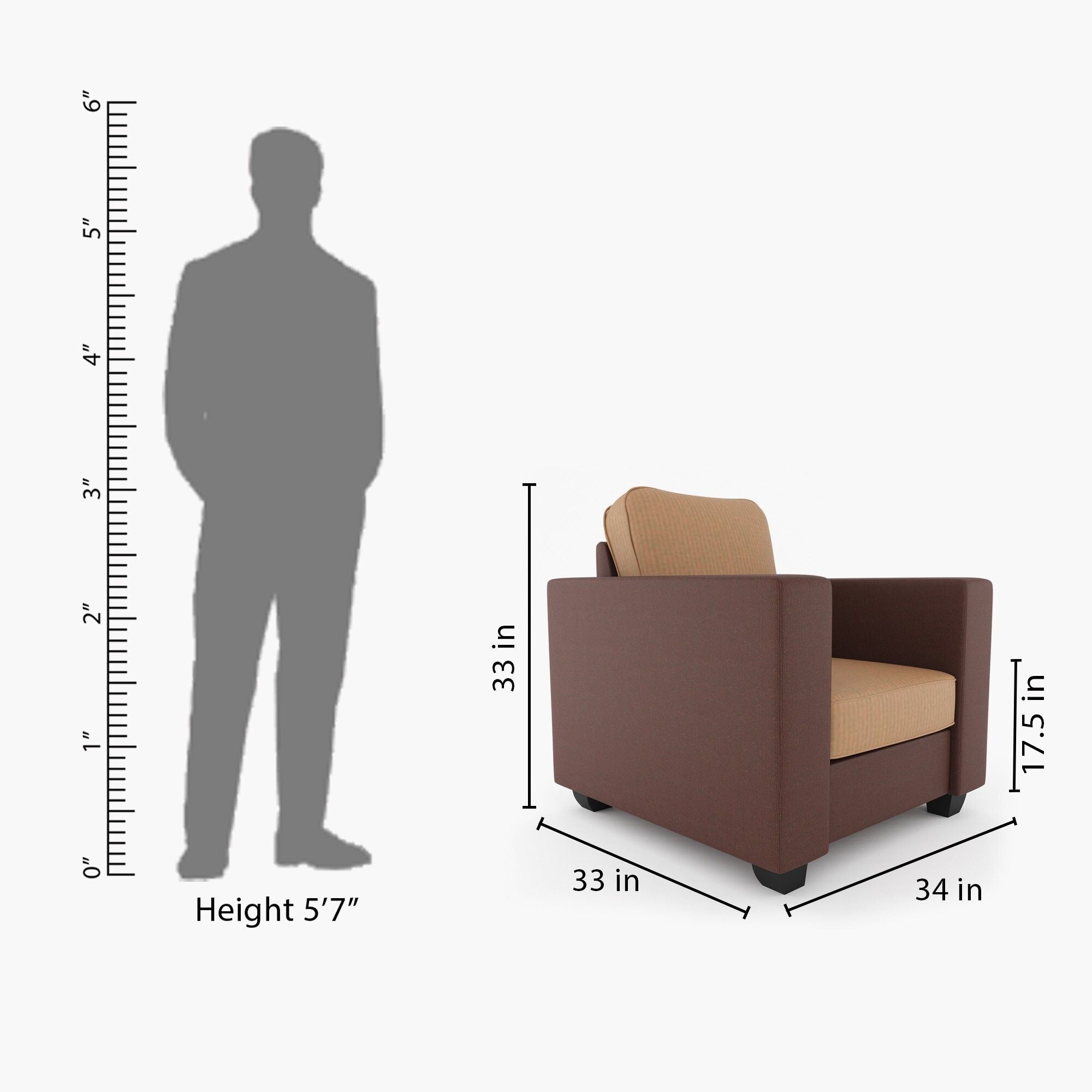 WESTIDO Emporio Fabric 1 Seater  Sofa (Finish Color - Brown, DIY(Do-It-Yourself))