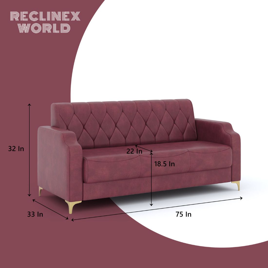 RECLINEX INDIA 3 + 1 + 1 Sofa in Cream Brown Finish