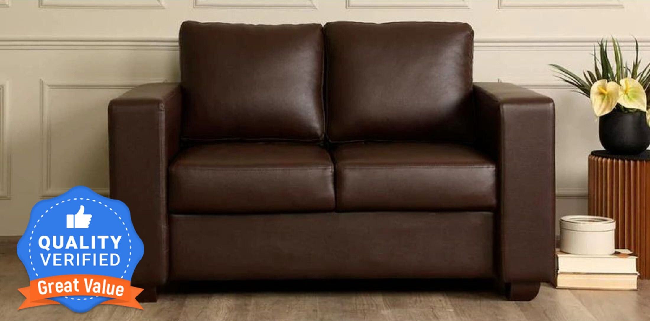 WESTIDO Savannah Leatherette 2 Seater  Sofa (Finish Color - Brown, DIY(Do-It-Yourself))