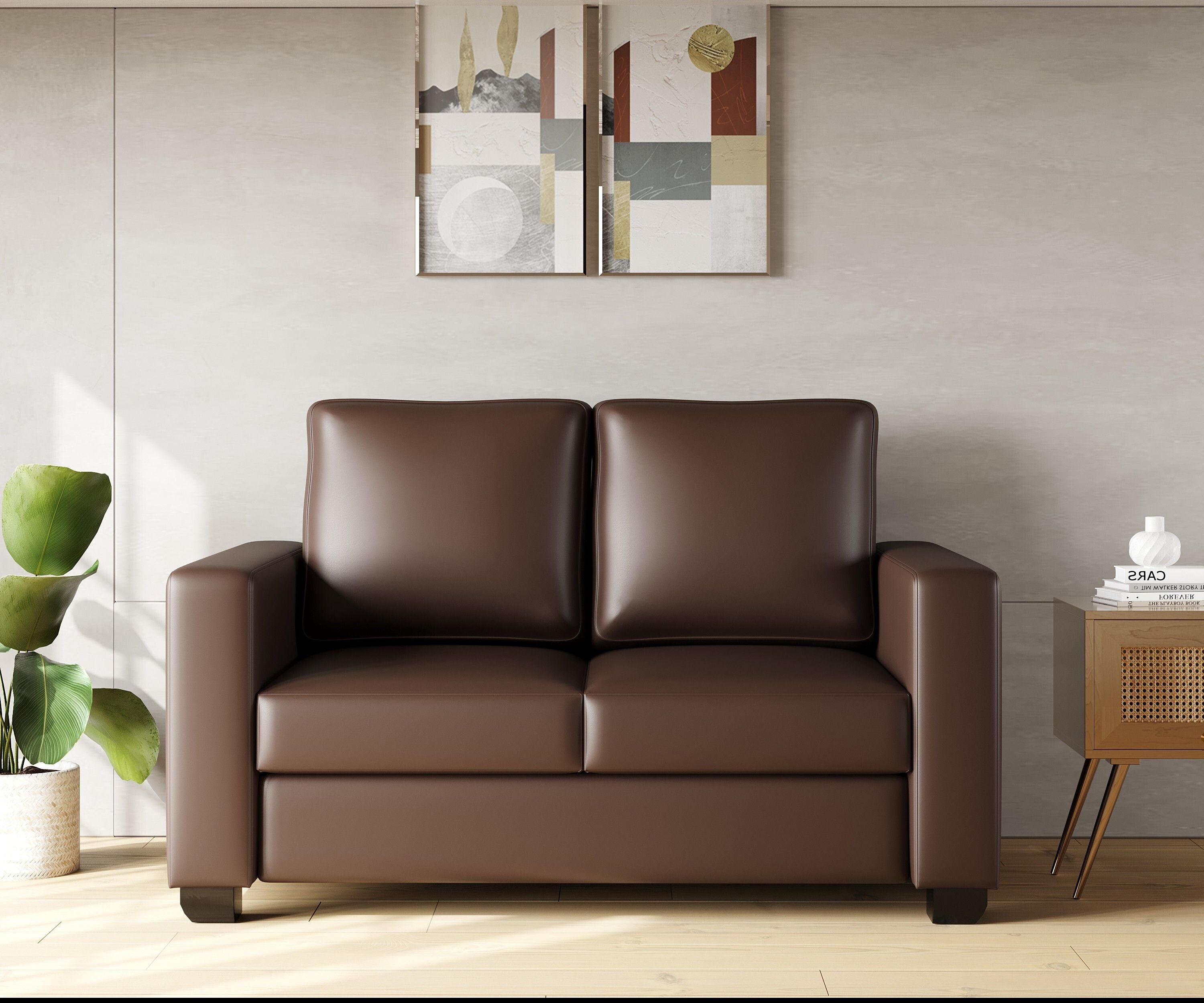 WESTIDO Savannah Leatherette 2 Seater  Sofa (Finish Color - Brown, DIY(Do-It-Yourself))