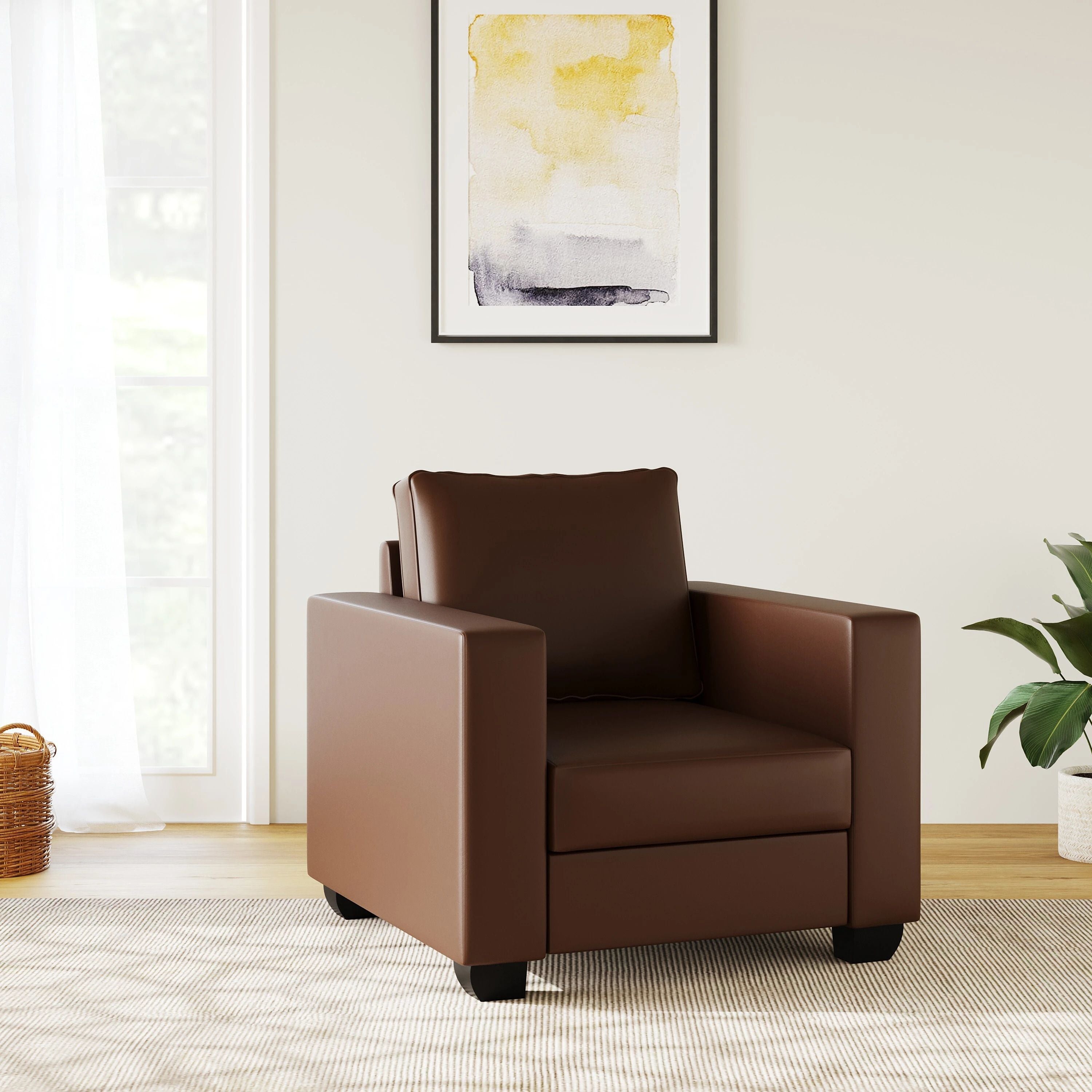WESTIDO Synthol Leatherette 1 Seater  Sofa (Finish Color - Brown, DIY(Do-It-Yourself))
