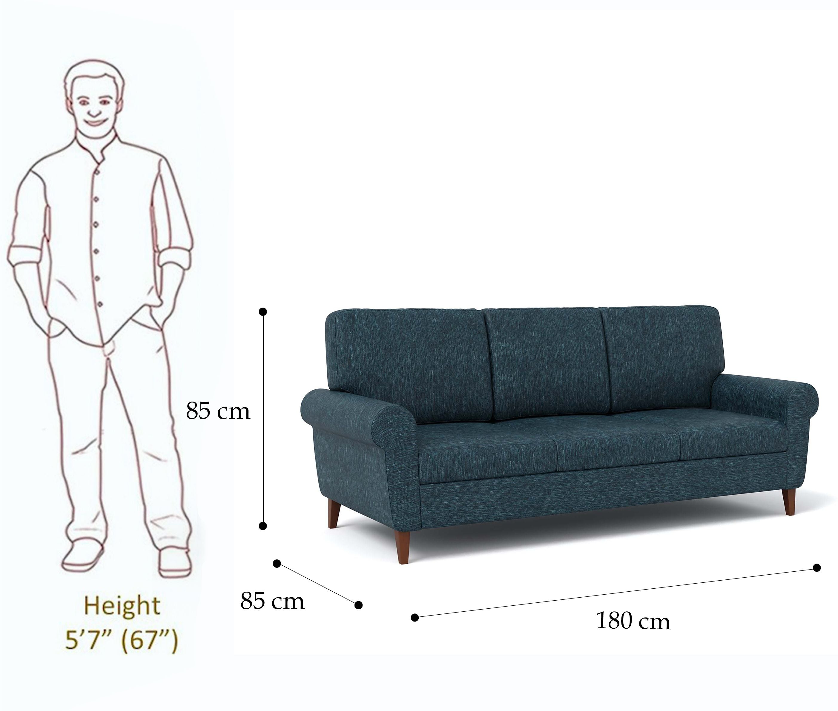WESTIDO Fabric 3 Seater  Sofa (Finish Color - BLUE, DIY(Do-It-Yourself))