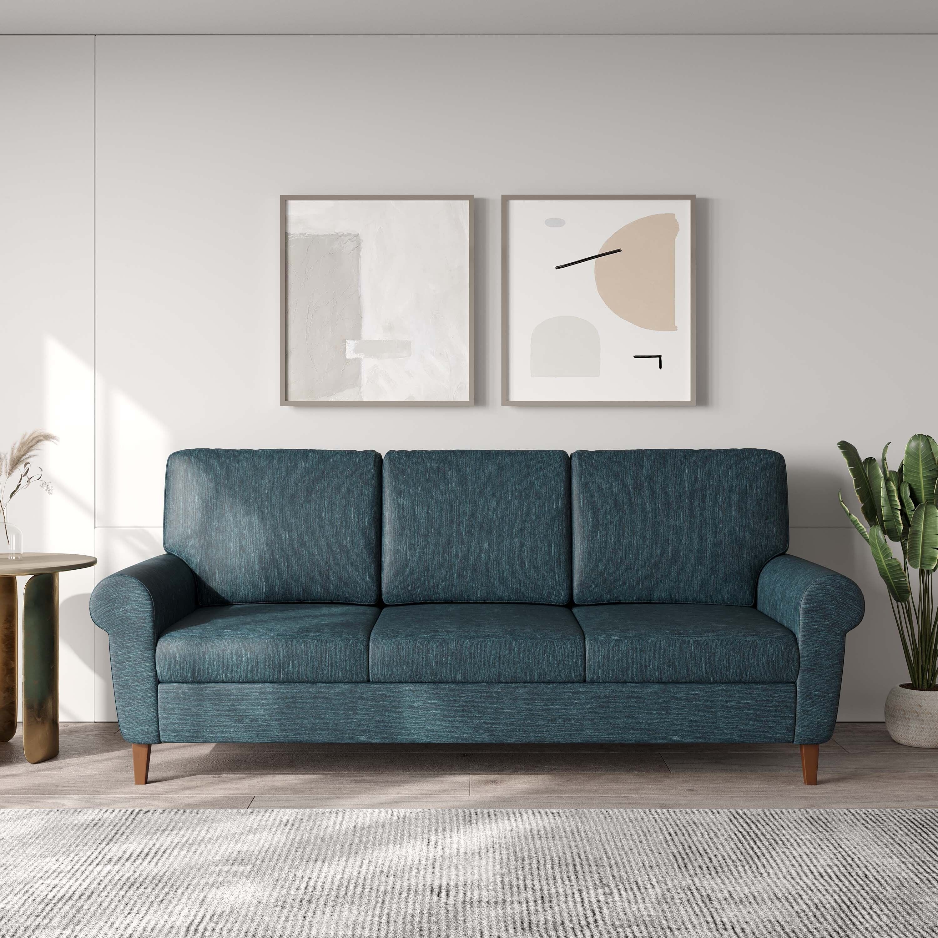 WESTIDO Fabric 3 Seater  Sofa (Finish Color - BLUE, DIY(Do-It-Yourself))