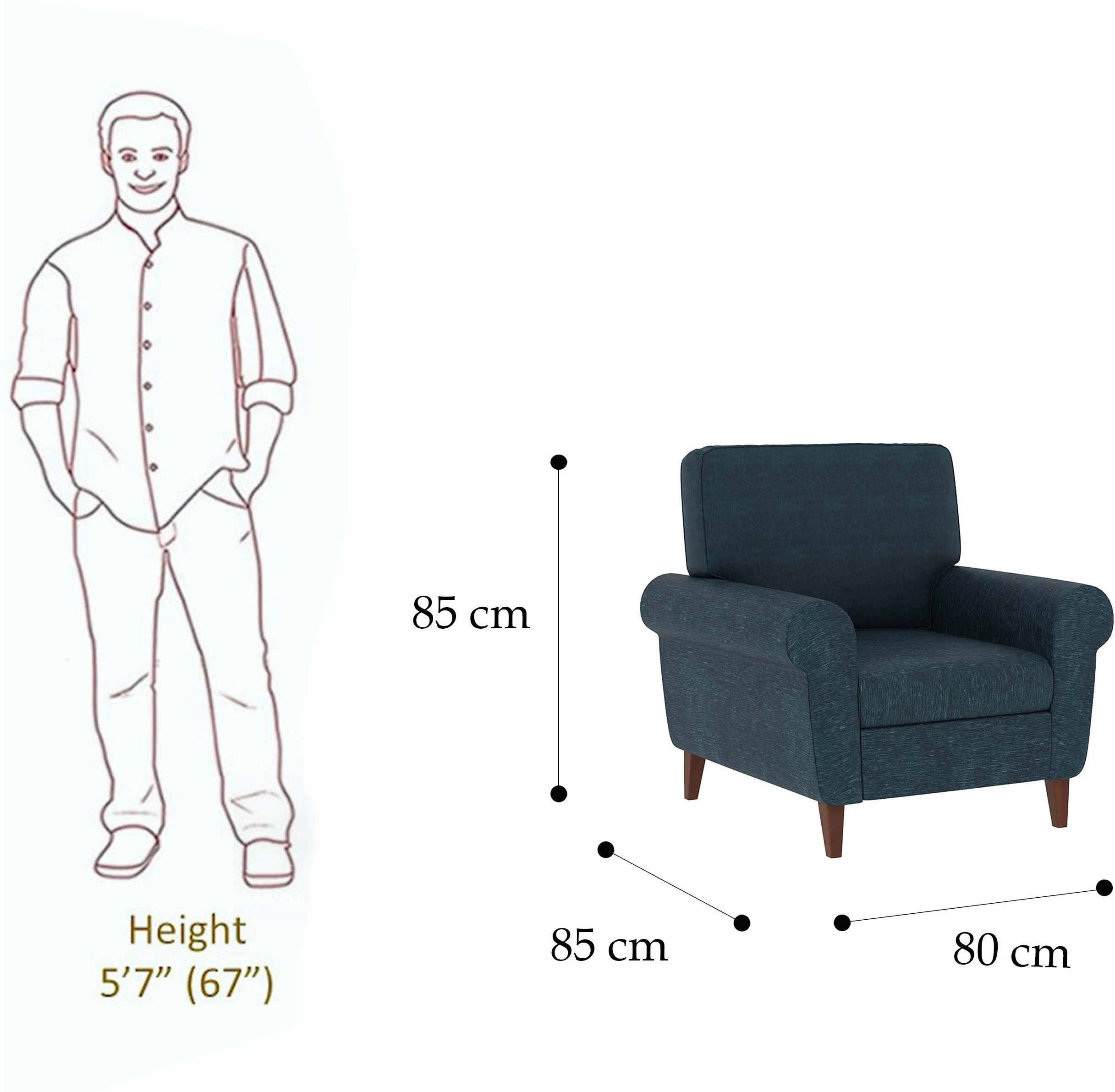 WESTIDO Alfemo Mobilya. Fabric 1 Seater  Sofa (Finish Color - BLUE, DIY(Do-It-Yourself))
