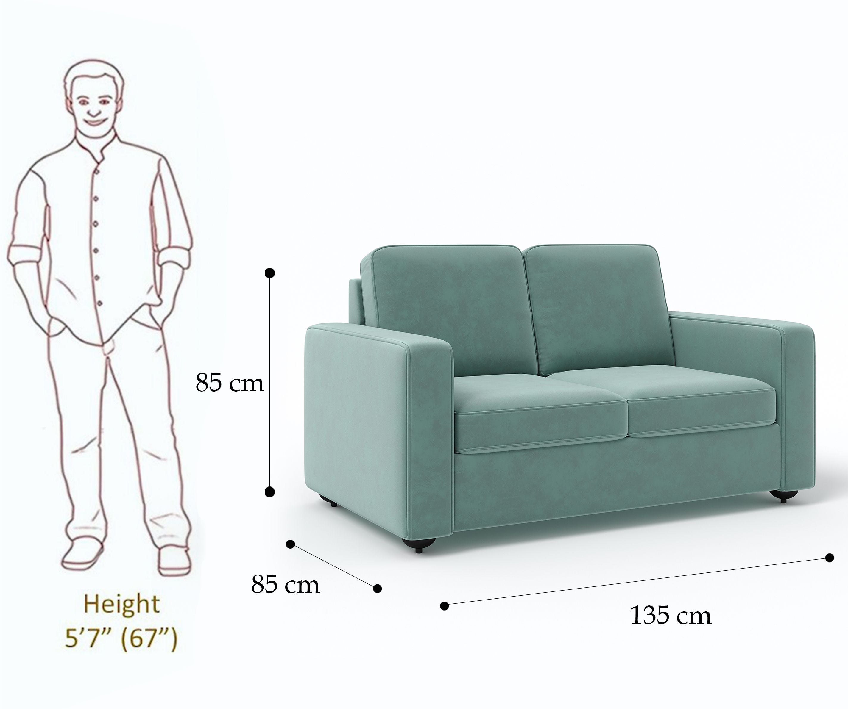 WESTIDO Emre Fabric 2 Seater  Sofa (Finish Color - GREEN, DIY(Do-It-Yourself))