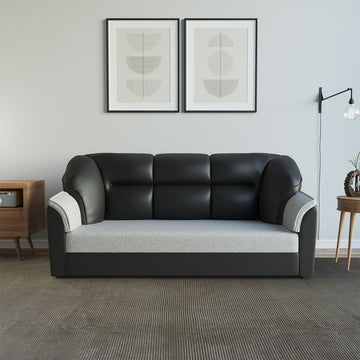 WESTIDO Cyrus Leatherette 3 Seater  Sofa (Finish Color - Black Grey, DIY(Do-It-Yourself))