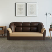 WESTIDO Cyrus Leatherette 3 Seater  Sofa (Finish Color - Creame Brown, DIY(Do-It-Yourself))