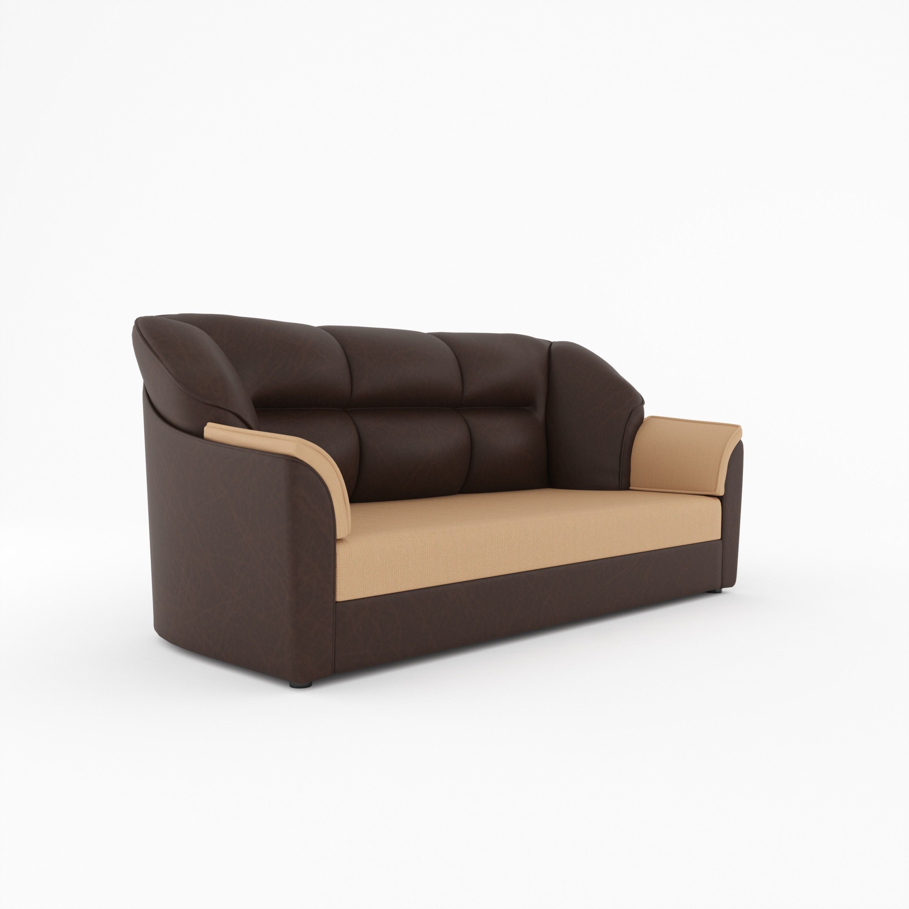 WESTIDO Cyrus Leatherette 3 Seater  Sofa (Finish Color - Creame Brown, DIY(Do-It-Yourself))