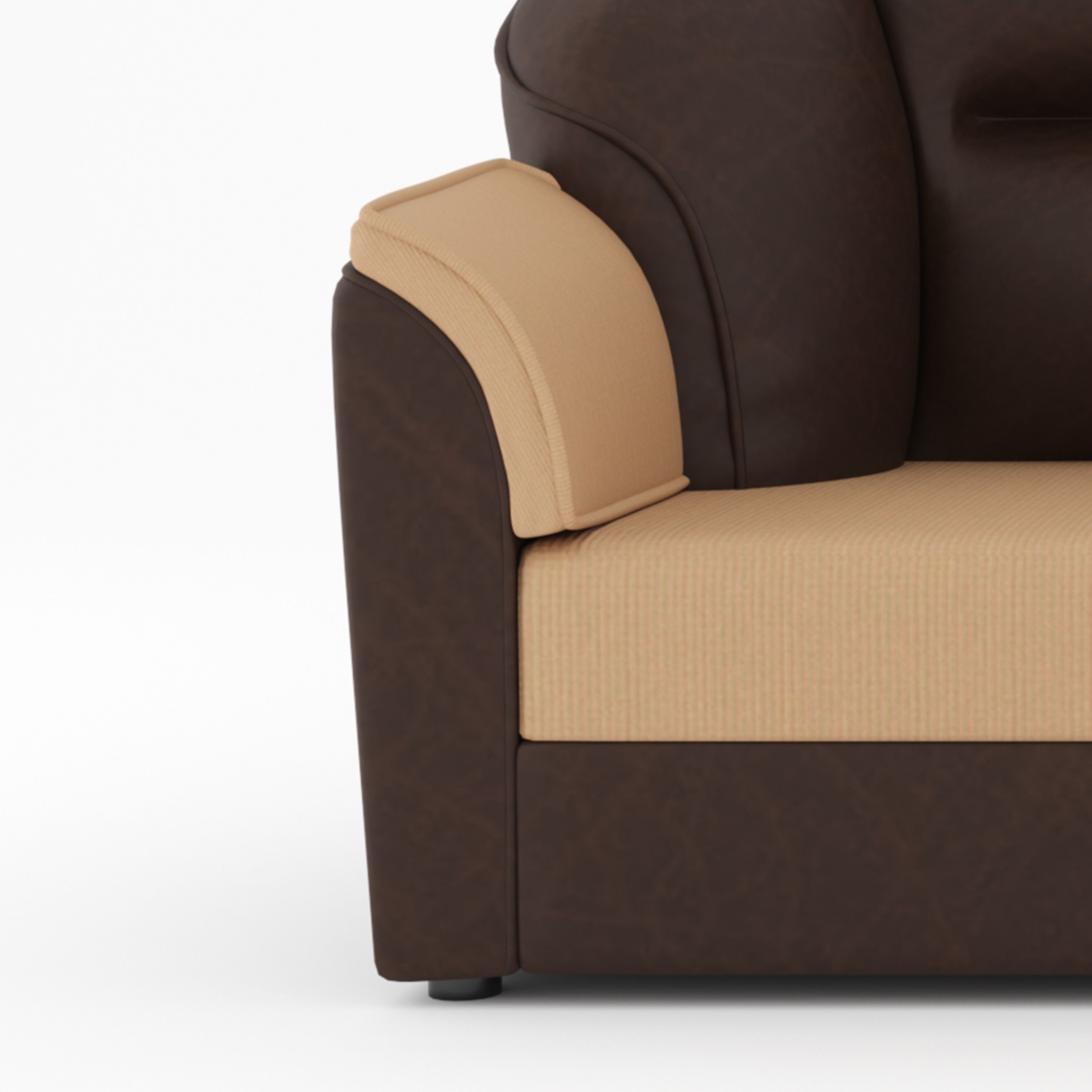 WESTIDO Cyrus Leatherette 3 Seater  Sofa (Finish Color - Creame Brown, DIY(Do-It-Yourself))