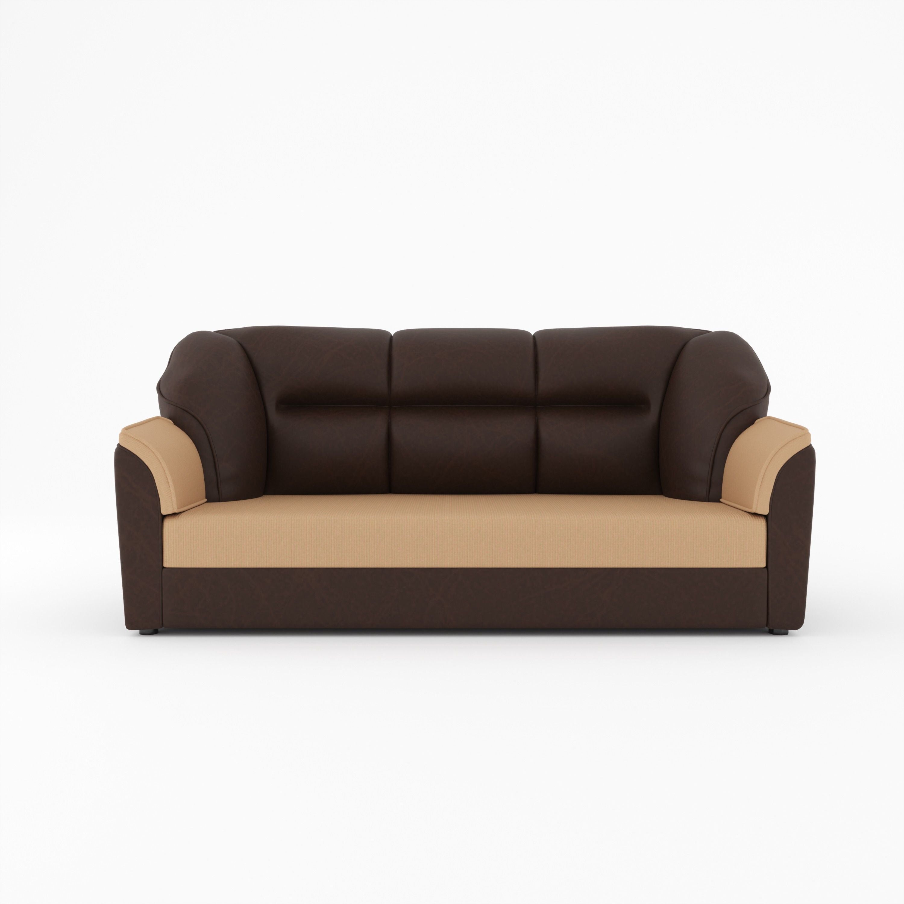 WESTIDO Cyrus Leatherette 3 Seater  Sofa (Finish Color - Creame Brown, DIY(Do-It-Yourself))