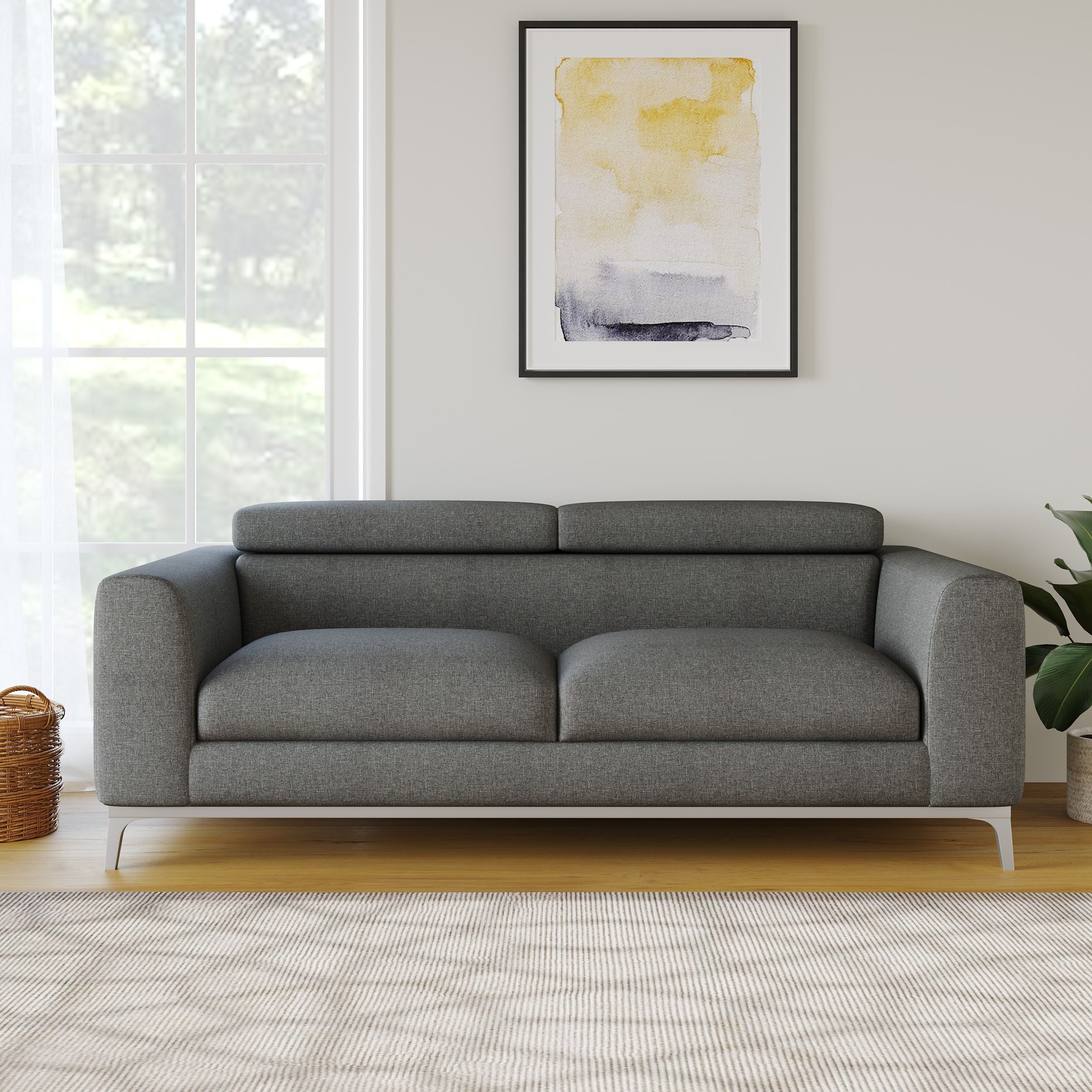 WESTIDO Tuxedo Fabric 2 Seater  Sofa (Finish Color - GREY, DIY(Do-It-Yourself))